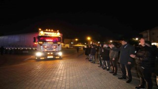 Kaştan 9 yardım tırı dualarla deprem bölgesine uğurlandı