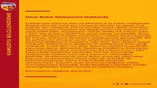 Kayserispordan Onur Bulut açıklaması