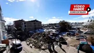 Malatya'daki ikinci depremde yıkılma anı dronla görüntülendi