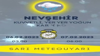 Nevşehirde sarı alarm verildi