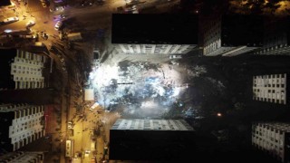 Osmaniyede gece saatlerinde çalışmalar dron ile görüntülendi
