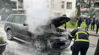 Park halindeki lüks cipte yangın çıktı