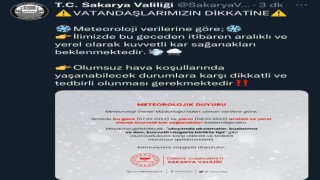 Sakarya için kuvvetli kar uyarısı