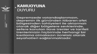 TCDD, deprem bölgesindeki depremzedelerin tahliyesini ücretsiz yapacak