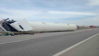 Tekirdağda doğalgaz yüklü tanker devrildi: 1 yaralı