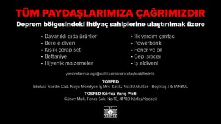 TOSFED, depremzedeler için yardım çağrısında bulundu