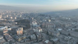 Toz bulutlarıyla kaplanan Hatay dron ile görüntülendi