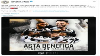 Udinese, depremzedeler için formalarını satışa çıkardı