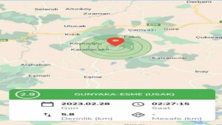 Uşakta 2,9 büyüklüğünde deprem