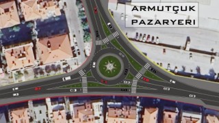 Armutçuktaki pazaryeri girişine “Akıllı Kavşak”
