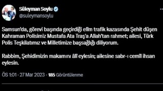 Bakan Soyludan Samsunda kazada şehit olan polis memuru için başsağlığı mesajı