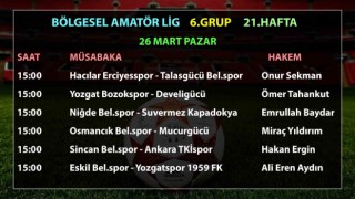 Bölgesel Amatör Ligde 21.hafta maçlarının hakemleri açıklandı