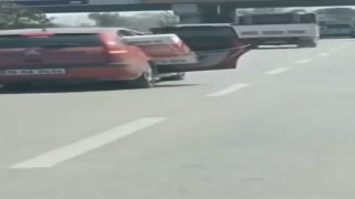 Bursada trafikteki tehlikeli taşımacılık kamerada