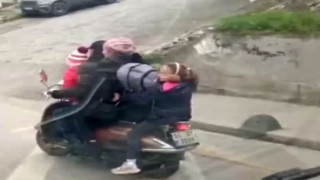 Gaziosmanpaşada motosiklet üstünde tehlikeli yolculuk kamerada
