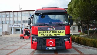 Gedizden gıda kolisi yüklü tır yola çıktı