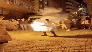 İstanbulda asker eğlencelerinde korkutan meşaleli danslar kamerada