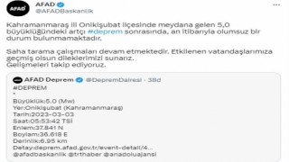 Kahramanmaraşta 5.0 büyüklüğünde deprem meydana geldi