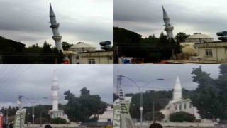 Kontrollü yıkımda cami minaresi böyle çöktü