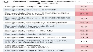 Metrekareye 24 kilogram yağış düştü