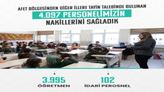 Milli Eğitim Bakanı Mahmut Özer: “Afet bölgemizden diğer illere tayin talep eden 4 bin 97 personelimizin nakil işlemlerini sağladık