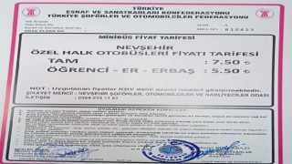 Nevşehirde şehir içi toplu ulaşım ücretleri zamlandı