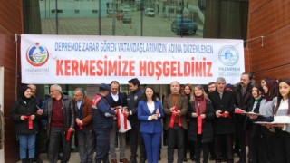 Pazaryerinde depremzedeler için hayır çarşısı kuruldu