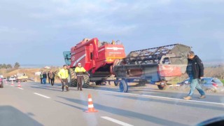 Tekirdağda otomobil biçerdövere çarptı: 1 ölü