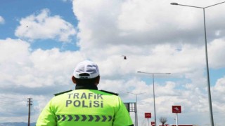 Ağrıda helikopter destekli trafik denetimi yapıldı