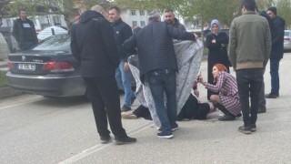 Bisikletli kadın ölümden döndü
