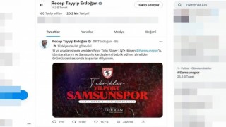 Cumhurbaşkanı Erdoğandan Samsunspora tebrik