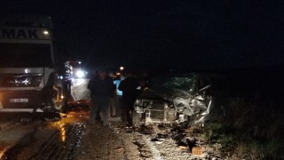 Kamyonla çarpışan kamyonetin sürücüsü hayatını kaybetti
