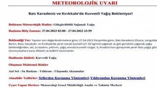 Meteorolojiden Zonguldak için uyarı