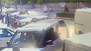 Motosiklet sürücüsünün hastanelik olduğu kaza kamerada