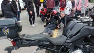Motosikletli yunus polisi kaza yaptı: 1 yaralı