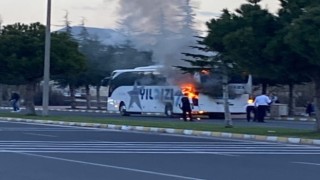 Nevşehirde 38 yolcunun bulunduğu otobüste yangın çıktı
