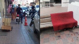 Osmaniye'de Yayalar kaldırımda rahat yürüyemiyor