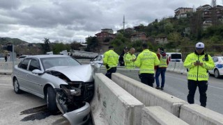 Tünelden çıkan otomobil kontrolü kaybedip duvara çarptı: 1 yaralı