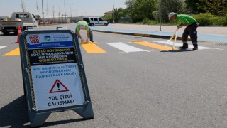 Yol çizgi ve boyama çalışmaları başladı