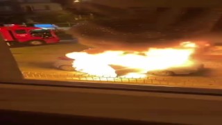Amasyada yanan otomobil alev topuna döndü