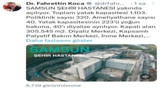 Bakan Kocadan Samsun Şehir Hastanesi açıklaması