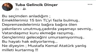 CHPli Başkan Dinçerin eşinden tepki çeken paylaşım: “Atatürk yanlış milleti kurtarmış