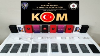 Çorumda kaçak telefon operasyonu
