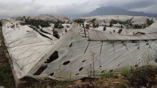 Fırtına ve hortum biri tır iki aracı devirdi, çatıları uçurup seraları parçaladı