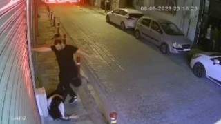 İzmirde sokak ortasında kadına öldüresiye şiddet kamerada
