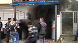 Maltepede oto tamircisinde çıkan yangında mahsur kalan 1 kişi ağır yaralandı