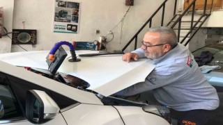 Oto tamircilerinde dolu kuyruğu oluştu
