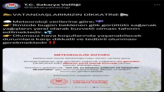 Sakarya Valiliğinden sağanak yağış uyarısı