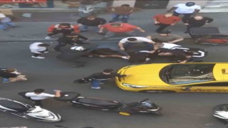 Şişlide kurye ve taksici trafikte yol verme yüzünden yüzünden birbirine girdi