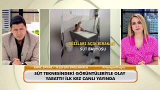 Süt banyosu yapan işçi canlı yayında açıklama yaptı