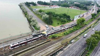 26 kişinin yaralandığı tramvay kazası havadan görüntülendi